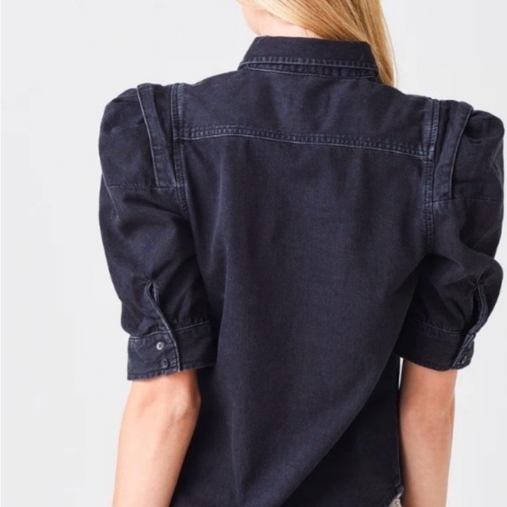 FRAME denim black short sleeve shirt SIZE M - Picture 2 of 6